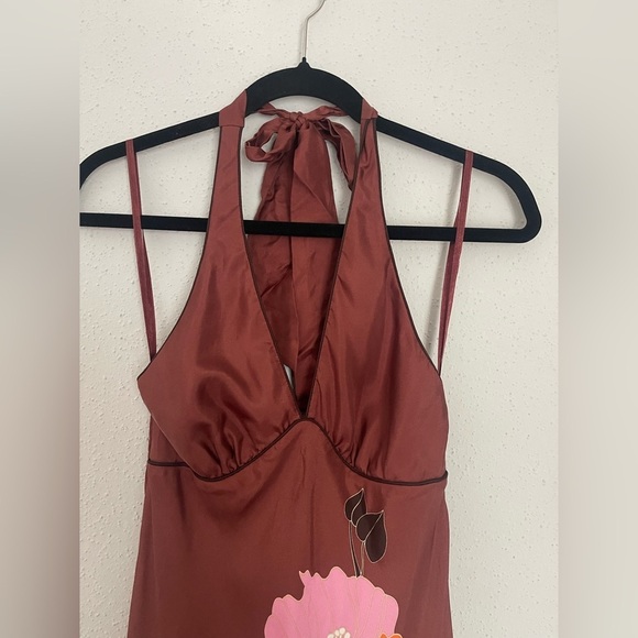 Banana Republic 100% silk Floral Halter Dress with Bold Colors Size - Picture 3 of 11